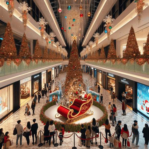 ambiente navideño en un mall