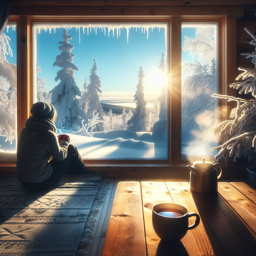 invierno tomando un té