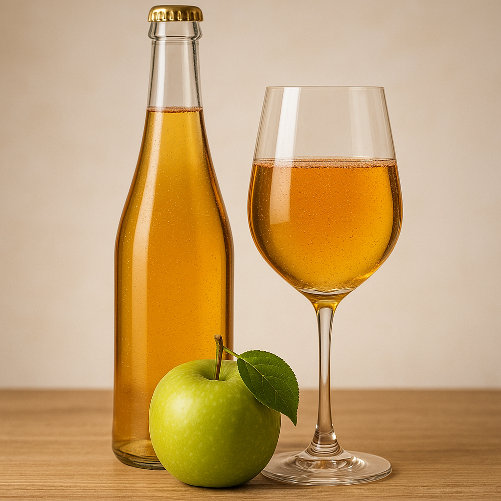 sidra de manzana con envase fino 